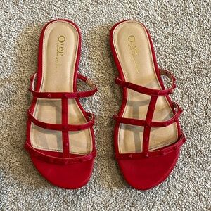 Red studded sandals